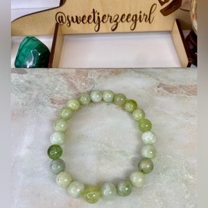 Light Green Jade Stone of Grace Round Bead Gemstone Bracelet